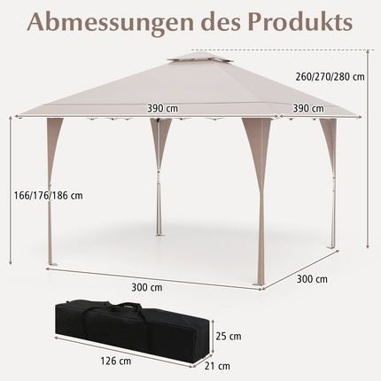 4 x 4 m Adjustable Pop-Up Pavilion with Metal Frame