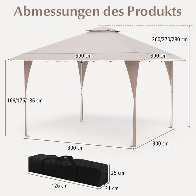 Nastavitelný nůžkový pavilon 4 x 4 m s kovovou konstrukcí