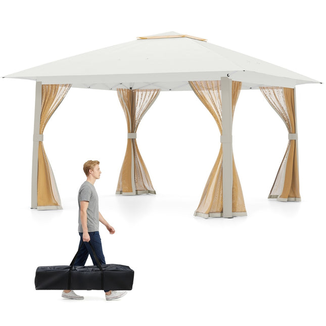 4x4m Pop-Up-Pavillon mit Moskitonetz und Doppel-Dach