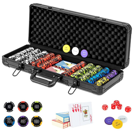 500-Piece Poker Set with Laser Chips, Cards, Dice, Case