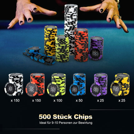 500-Piece Poker Set with Laser Chips, Cards, Dice, Case