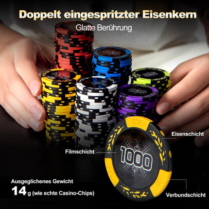 500-Piece Poker Set with Laser Chips, Cards, Dice, Case