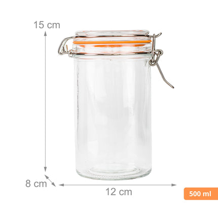500ml Glass Preserving Jars with Lids, Set of 6