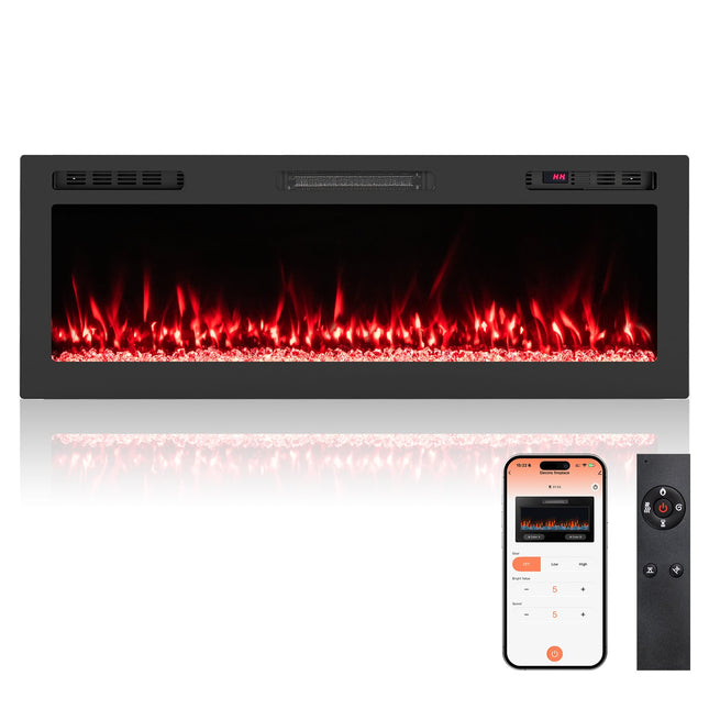 50" Elektrokamin mit Heizung, 750W/1500W, WiFi-Steuerung