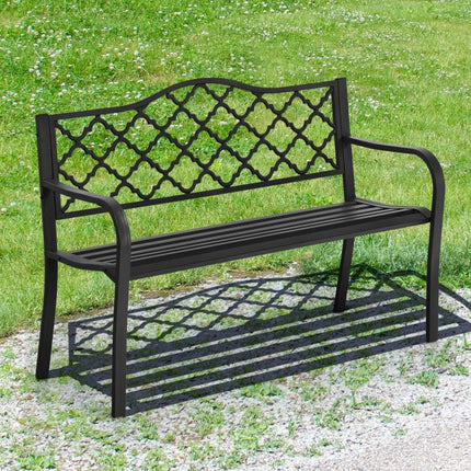 50-Zoll-Gartenbank, Gusseisen und Stahlleisten, 500 Pfund