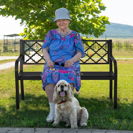 50-Zoll-Gartenbank, Gusseisen und Stahlleisten, 500 Pfund