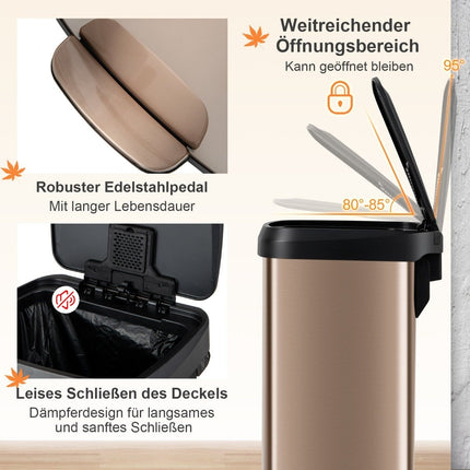 Kuchyňský odpadkový koš 50L s tiše zavíratelným víkem a přihrádkou na deodorant růžově zlatá