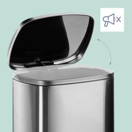 50L Edelstahl-Treteimer – Deckel mit Soft-Close-Funktion