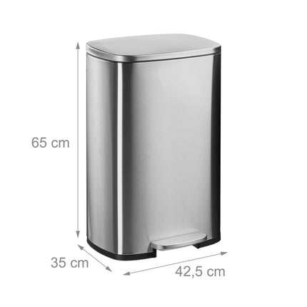 50L Edelstahl-Treteimer – Deckel mit Soft-Close-Funktion