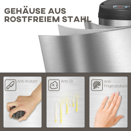 50L Stainless Steel Sensor Bin, Soft-Close, Touchless