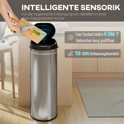 50L Stainless Steel Sensor Bin, Soft-Close, Touchless