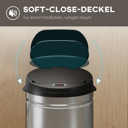 50L Stainless Steel Sensor Bin, Soft-Close, Touchless