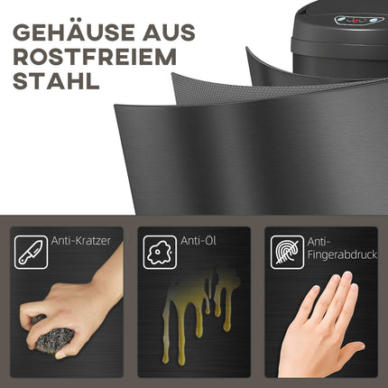 50L Berührungsloser Edelstahl-Mülleimer, Soft-Close