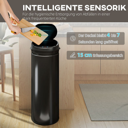50L Berührungsloser Edelstahl-Mülleimer, Soft-Close