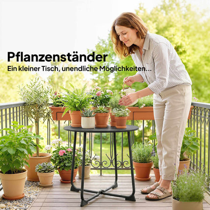 50 cm runder Metall-Outdoortisch mit rutschfesten Füßen