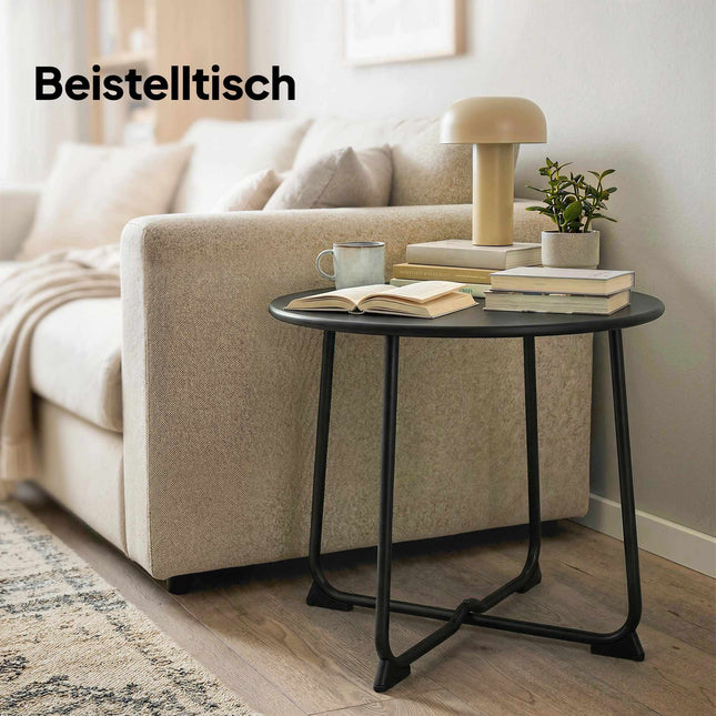 50 cm runder Metall-Outdoortisch mit rutschfesten Füßen