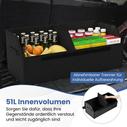 51L Collapsible Car Trunk Organizer with Lid & Divider
