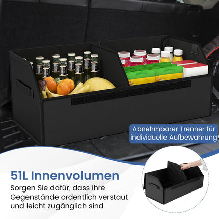 51L Collapsible Car Trunk Organizer with Lid & Divider