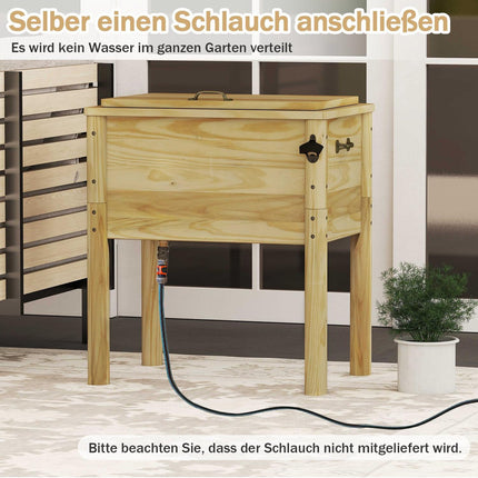 51L Outdoor-Kühlbox aus Holz mit Griffen und Flaschenöffner