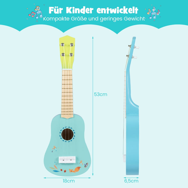53 cm Kinder-Ukulele, Korpus aus Lindenholz, hellblau