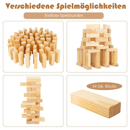 54 Bausteine aus Kiefernholz Darn Tower Spiel Bauklötze Spiel 5 x 3,3 x 15,2 cm natur