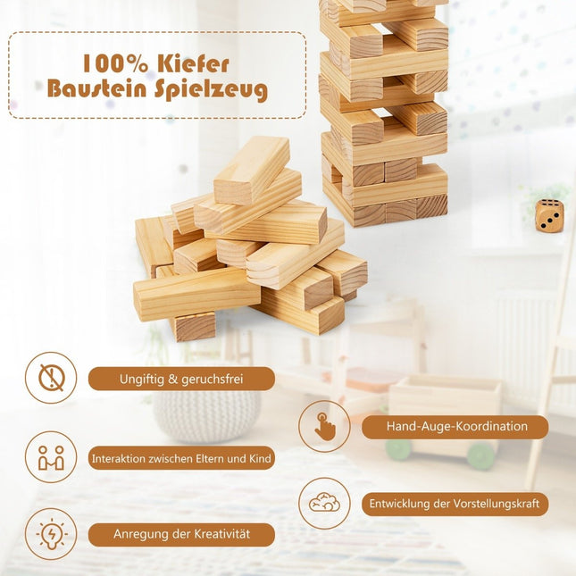 54 Bausteine aus Kiefernholz Darn Tower Spiel Bauklötze Spiel 5 x 3,3 x 15,2 cm natur