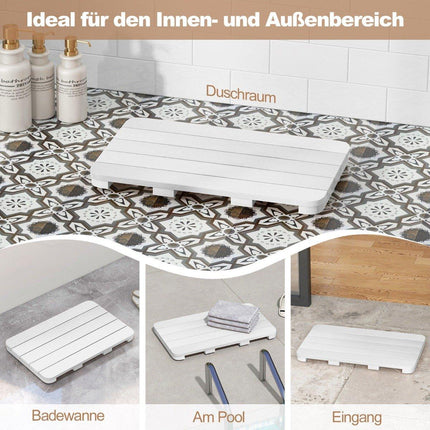 55 x 34 cm WC-Vorleger aus Hips Holz-Design, Badematte, belastbar bis 150 kg, weiß, korrosionsbeständig, rostfrei, langlebig