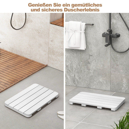 55 x 34 cm WC-Vorleger aus Hips Holz-Design, Badematte, belastbar bis 150 kg, weiß, korrosionsbeständig, rostfrei, langlebig