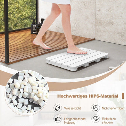 55 x 34 cm WC-Vorleger aus Hips Holz-Design, Badematte, belastbar bis 150 kg, weiß, korrosionsbeständig, rostfrei, langlebig