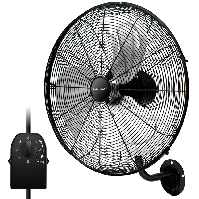 Ø56cm Wandventilator Oszillierender Ventilator für Lagerhaus Gewächshaus Werkstatt Terrasse und Keller Schwarz