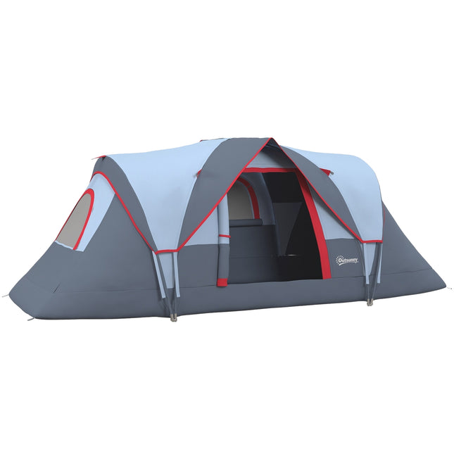 5-6 Personen graues Camping-Tunnelzelt mit Stangen - Polyester