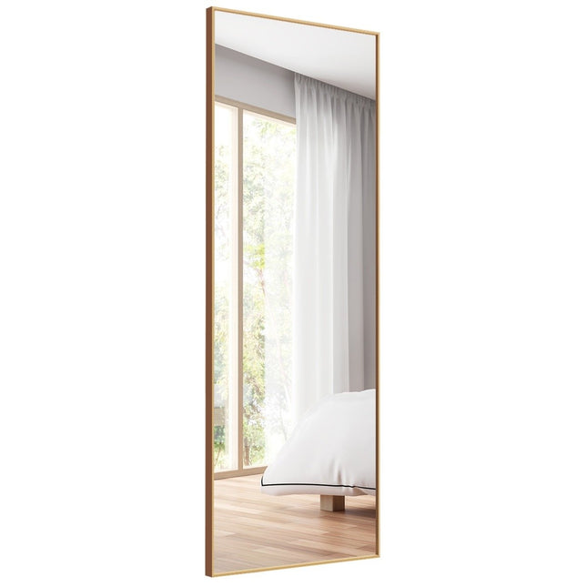 56 x 150 cm HD Ganzkörperspiegel zum Hängen oder Anlehnen Wandspiegel Gold