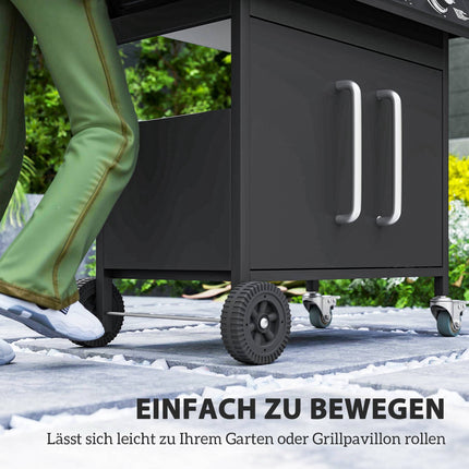 5-Burner Gas Grill with Side Burner, Black, 2394 cm²