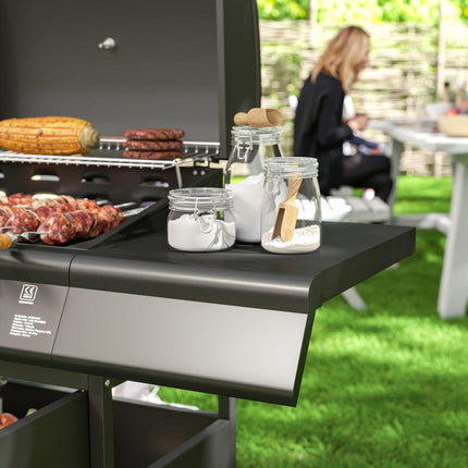 5-Burner Gas Grill with Side Burner, Black, 2394 cm²
