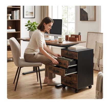 5-Drawer Mobile Office Cabinet with Castors, Brown