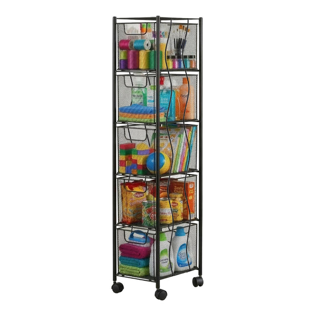 5-Schubladen-Aufbewahrungswagen – Schmaler Roll-Organizer mit Rollen