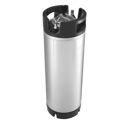 5 Gallon Ball Lock Corny Keg, 304 Stainless Steel, Handles, Rubber Base