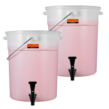 5 Gallon Beverage Dispenser Set, 2 Pack With Spigot Lid