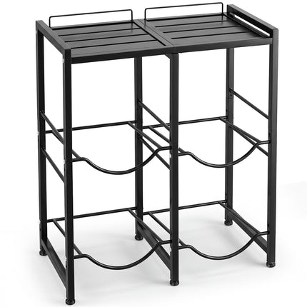 5 Gallon Water Jug Holder for 4 Bottles with Top Shelf, Black, Carbon Steel