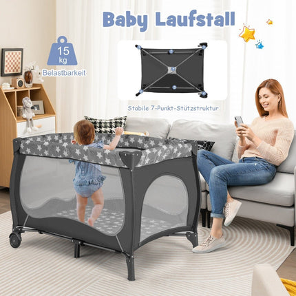 5 IN 1 Babybed Draagbaar Zijbed Reisbedje met Opvouwbaar Matras 102 cm x 72 cm x 74 cm Grijs
