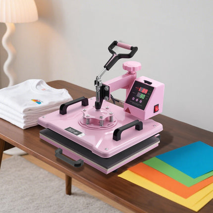 5-In-1 Heat Press Machine – 12x15 In, Tumbler, Pink