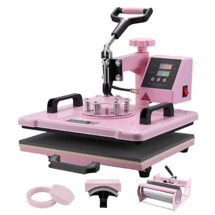 5-In-1 Heat Press Machine – 12x15 In, Tumbler, Pink