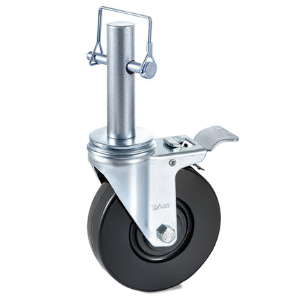 5-Inch Rubber Swivel Caster Wheels, 4-Pack, Dual Lock, 280 lb Capacity