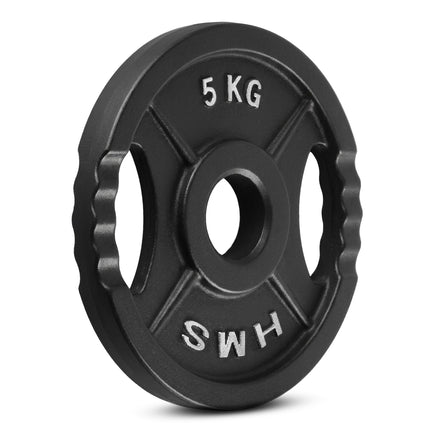 5 kg Hantelscheibe, schwarz, Gusseisen, olympisch