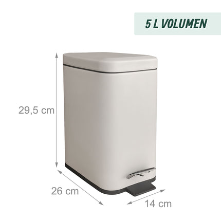 5L Badezimmereimer, Soft-Close, Fußpedal, mattes Finish