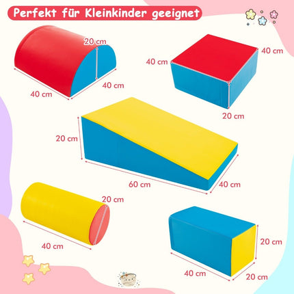 5 PCS. Foam building blocks Giant building blocks for running around & climbing Large building blocks blue + red