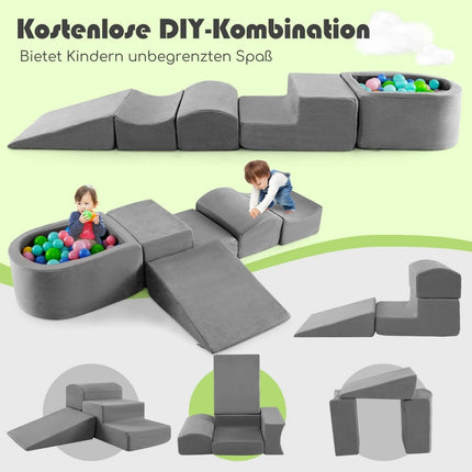 5 Stk. Schaumstoffbausteine Riesenbausteine mit Bällebad Große Bausteine zum Herumrennen Grau