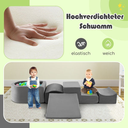 5 Stk. Schaumstoffbausteine Riesenbausteine mit Bällebad Große Bausteine zum Herumrennen Grau