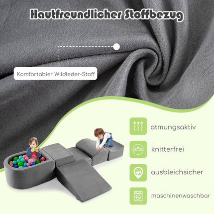 5 Stk. Schaumstoffbausteine Riesenbausteine mit Bällebad Große Bausteine zum Herumrennen Grau
