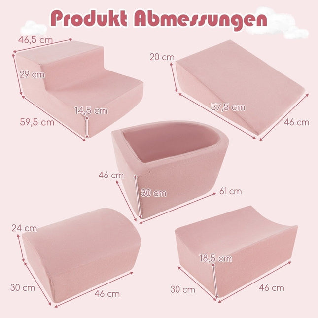 5 Stk. Schaumstoffbausteine Riesenbausteine mit Bällebad Große Bausteine zum Herumrennen Pink